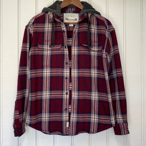 American Eagle Outfitters Other - AEO Plaid Flannel Hood Button Up Shirt Shacket